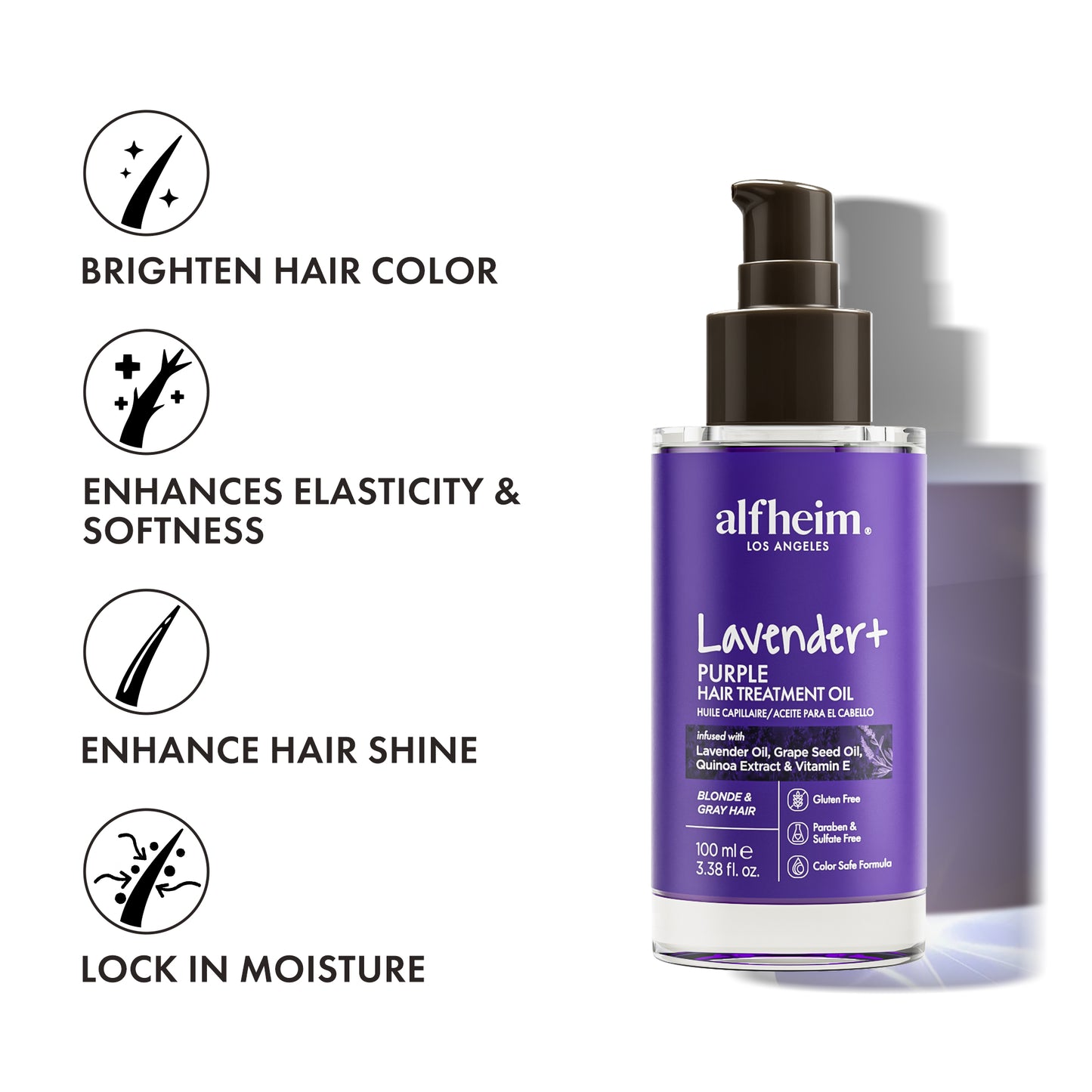 ACEITE PARA CABELLO PÚRPURA ILUMINADOR DE COLOR LAVANDA